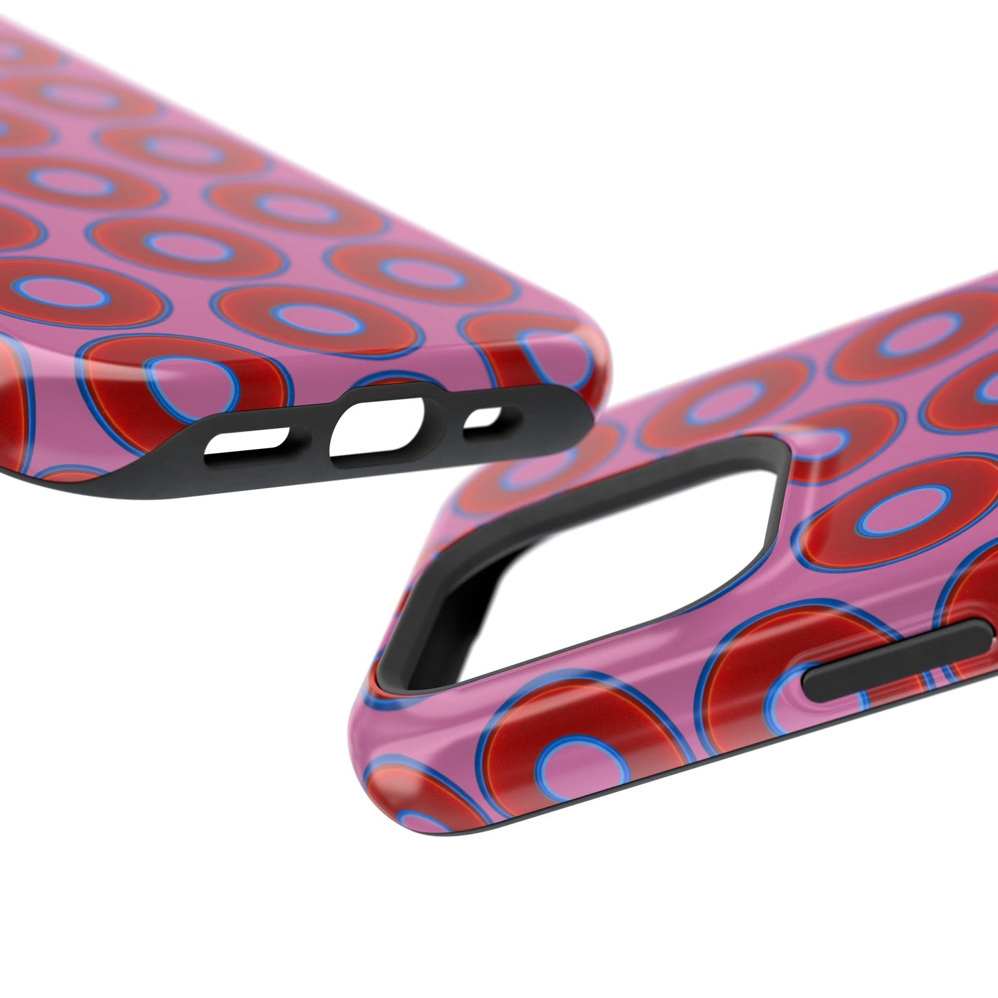 Magnetic Tough Donut Case - red vivid donut print w/pink background