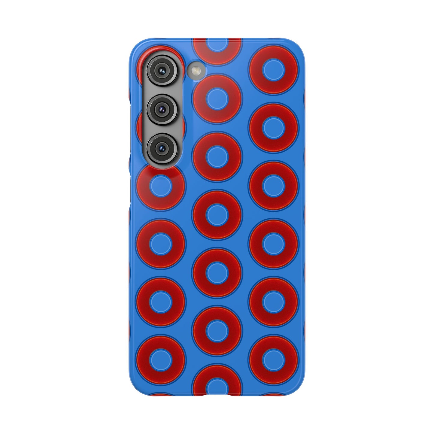Lumpy Donut Snap Case - red vivid donut print w/light royal blue background