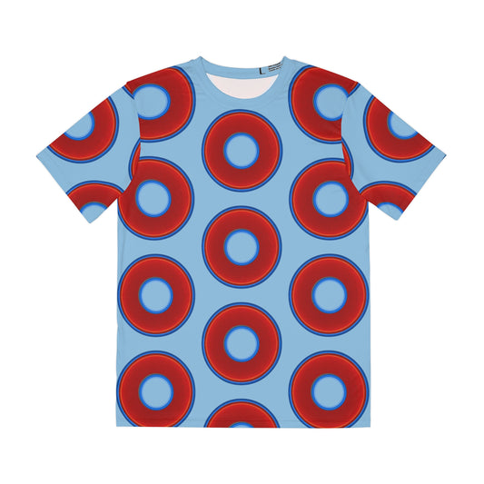 Multi-Beastie Giant Donut AOP Polyester Tee - red vivid donut print w/sky blue background