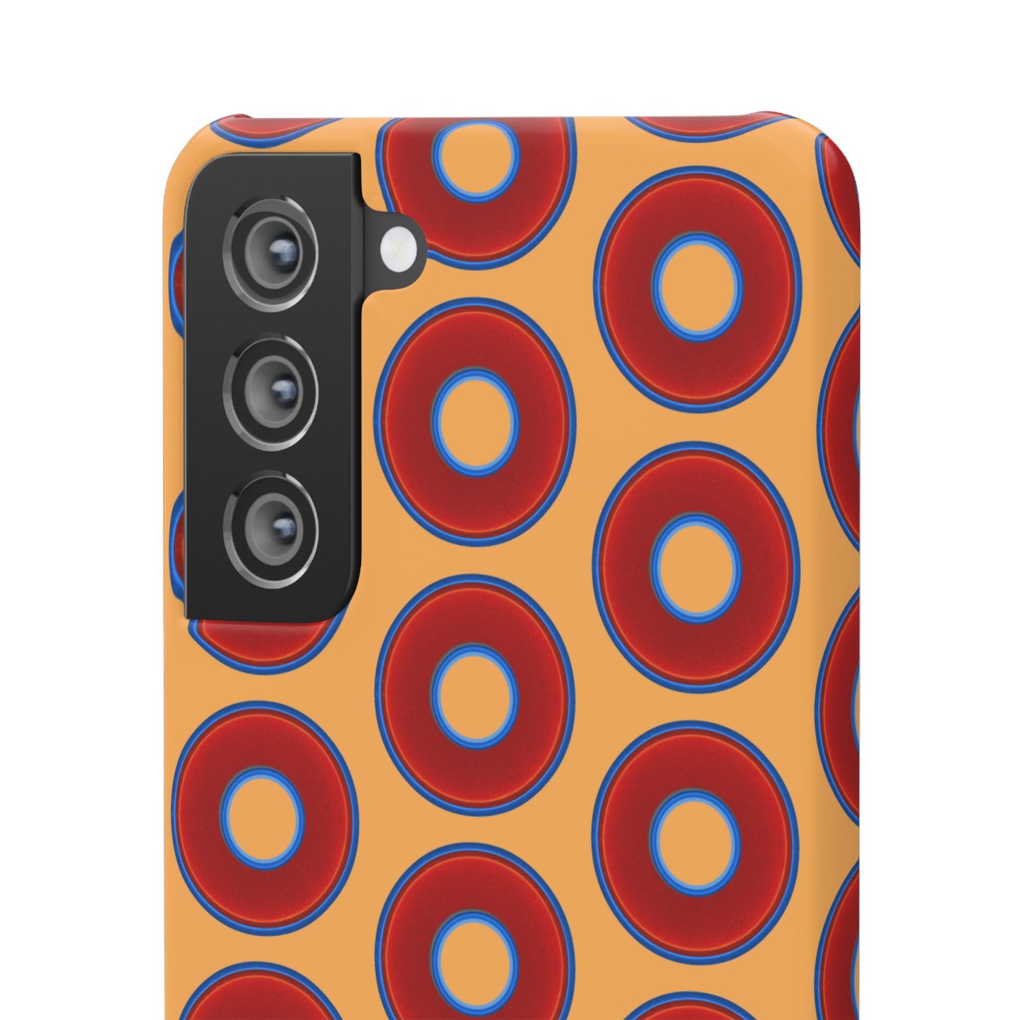Lumpy Donut Snap Case - red vivid donut print w/creamcicle orange background