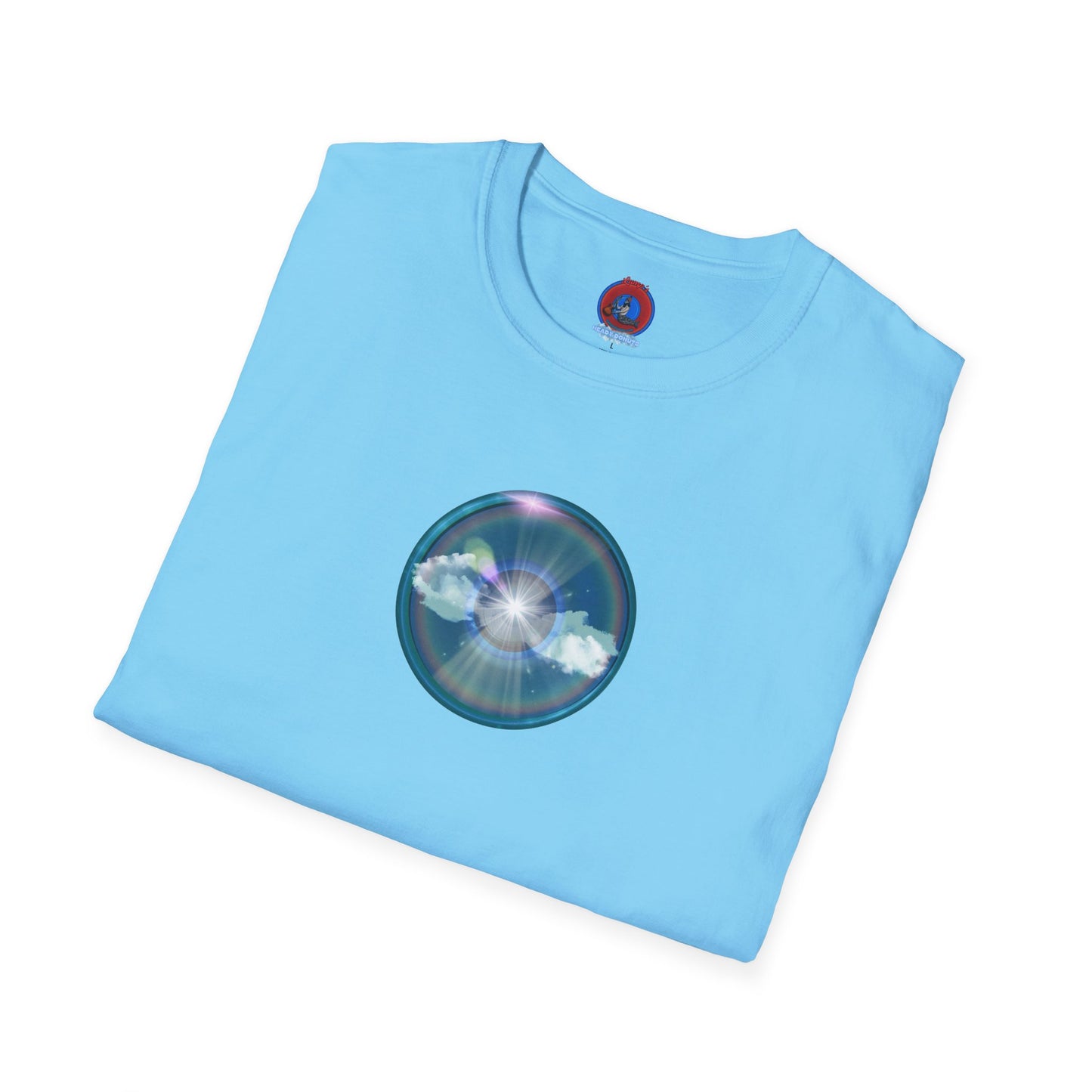 Classic Donut Tee - Unisex Soft-Style - "The Original Divided Donut' - light blue sky donut
