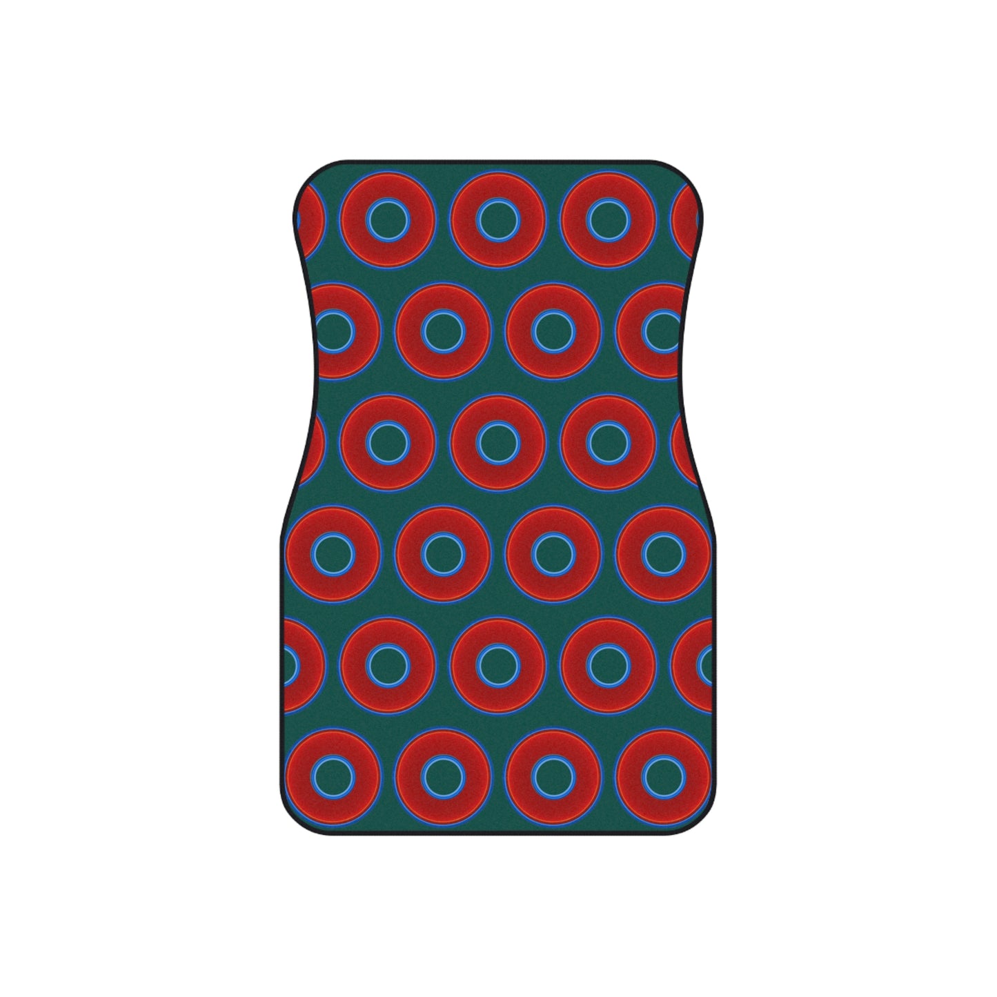 Contacted Car Mats - vivid donut print w/dark Fenway green background