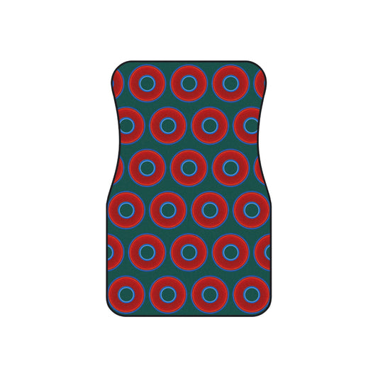 Contacted Car Mats - vivid donut print w/dark Fenway green background