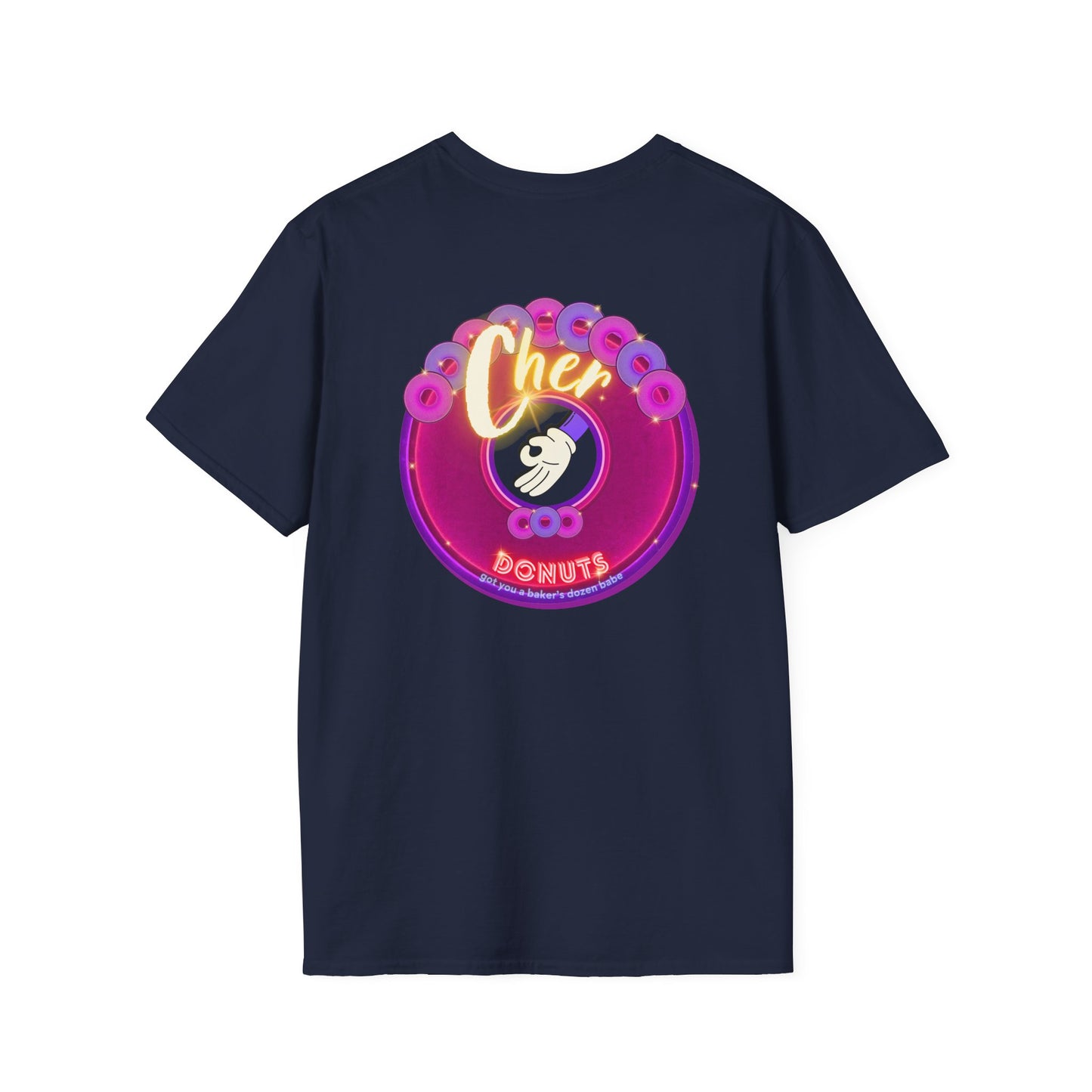 Classic Donut Tee - Unisex Soft-Style - "Cher-ing is Caring" - series 1.0  - variant 2 - magenta donut - [*charitable donut]