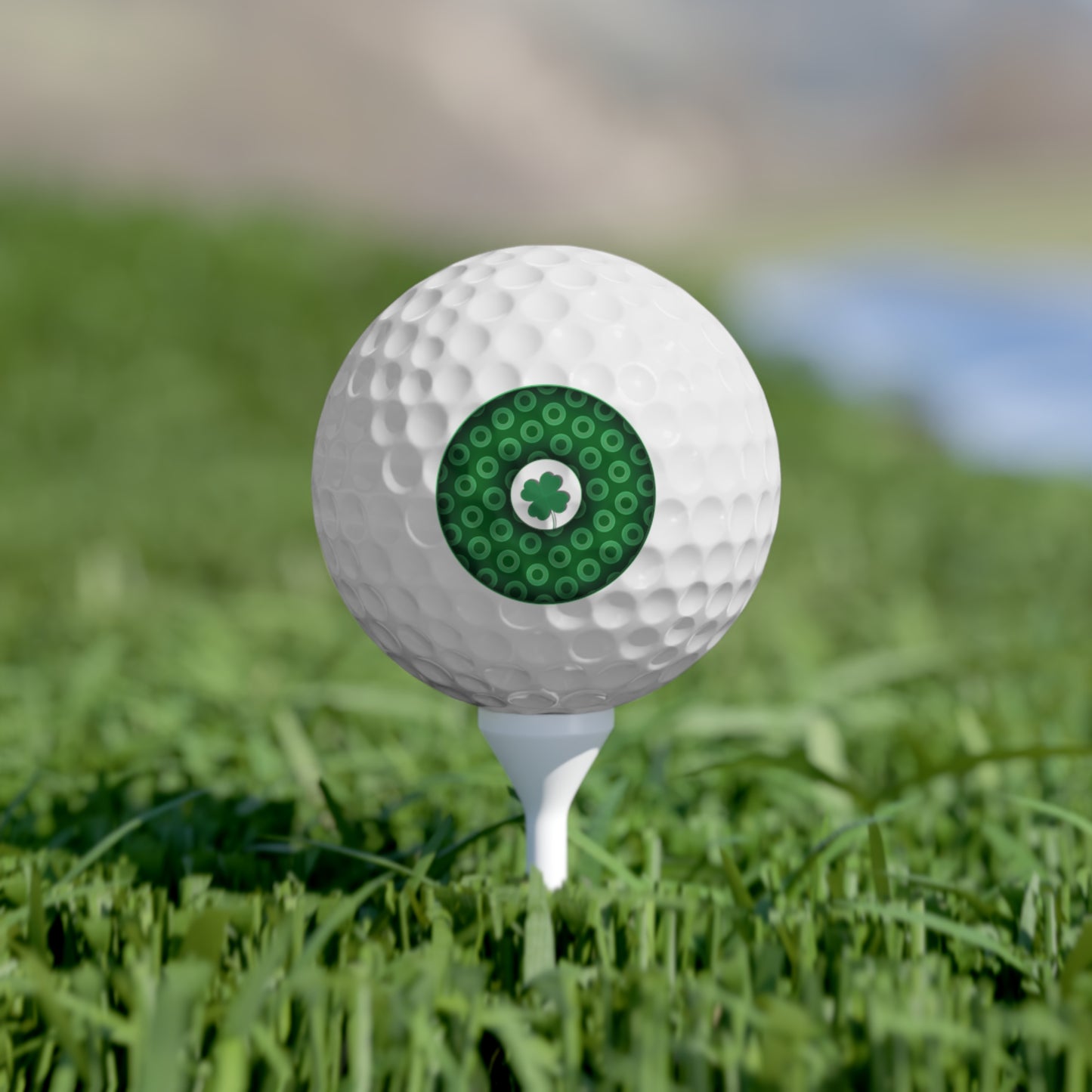Lumpy Donut Golf Balls - 6-pack - "Patron Saint of Golf Balls" - green/light green caviar paradox donut - w/4-leaf clover - variant 1