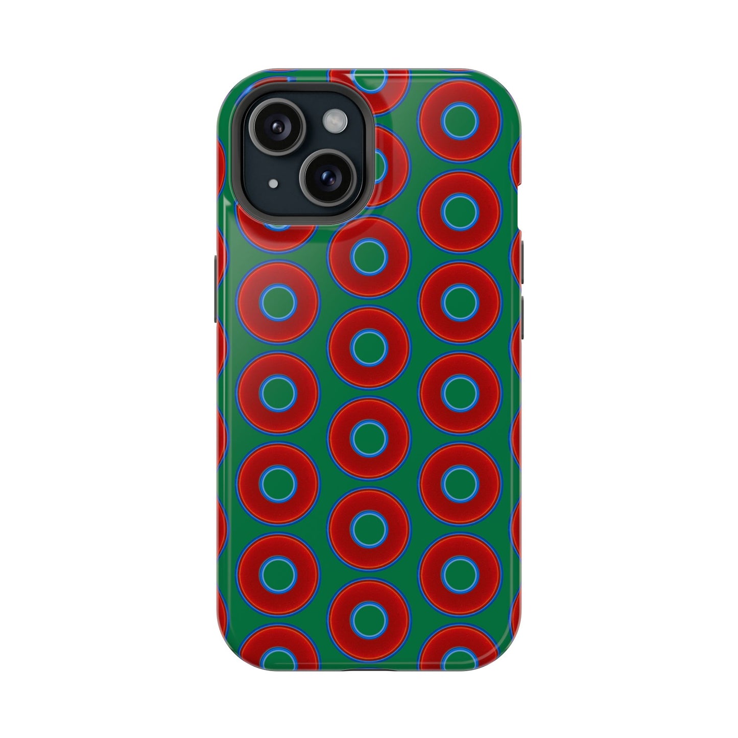 Magnetic Tough Donut Case - red vivid donut print w/green background