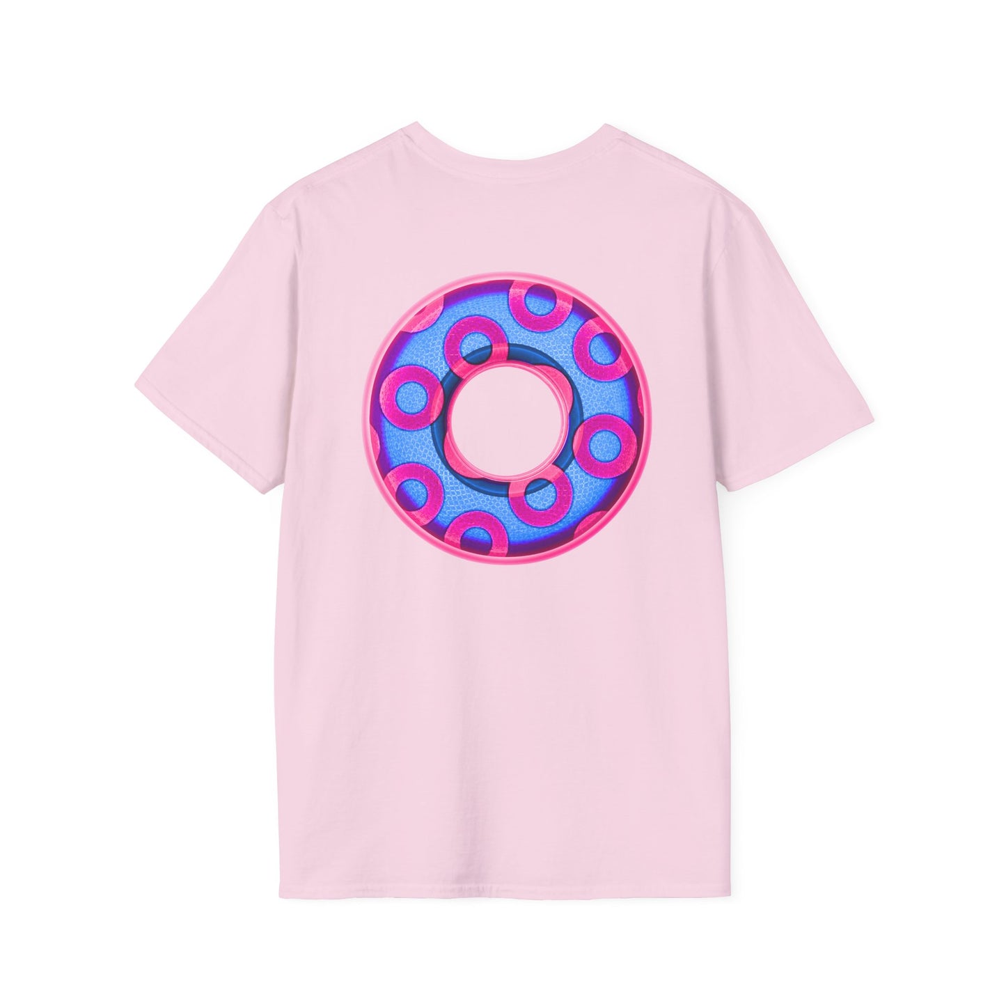 Plain Donuts/Unisex Soft-Style - "Plain Rustic Paradoxical Donuts" - light blue/magenta donuts