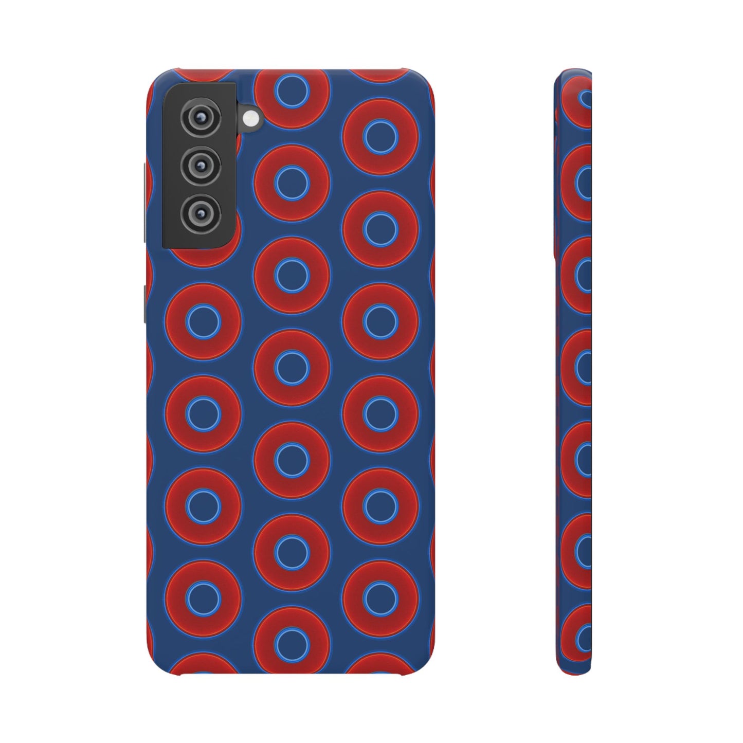 Lumpy Donut Snap Case - red vivid donut print w/Atlantic navy blue background