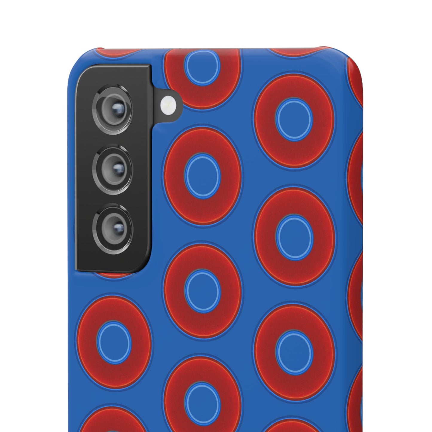 Lumpy Donut Snap Case - red vivid donut print w/dark royal background