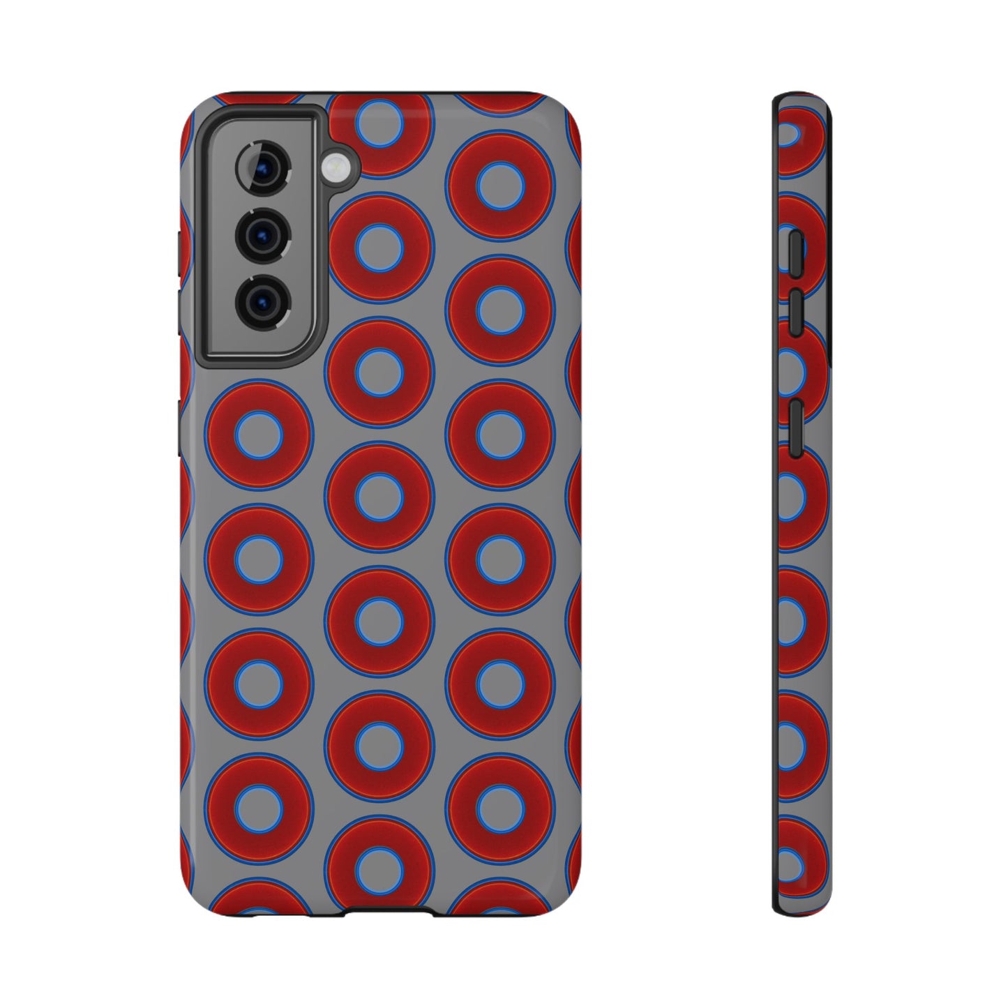 Impact-Resistant Lumpy Donut Case - red vivid donut print w/gray background