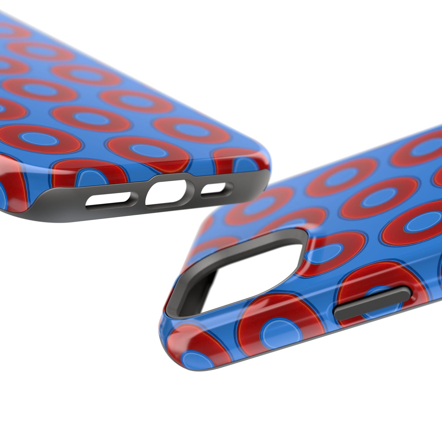 Impact-Resistant Lumpy Donut Case - red vivid donut print w/light royal blue background