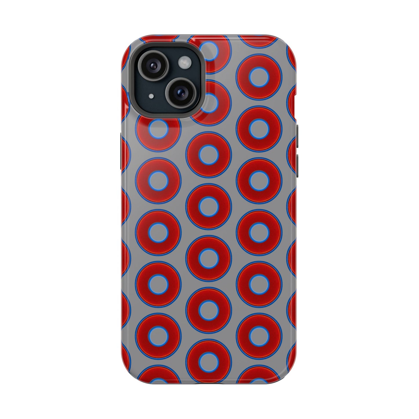 Impact-Resistant Lumpy Donut Case - red vivid donut print w/gray background
