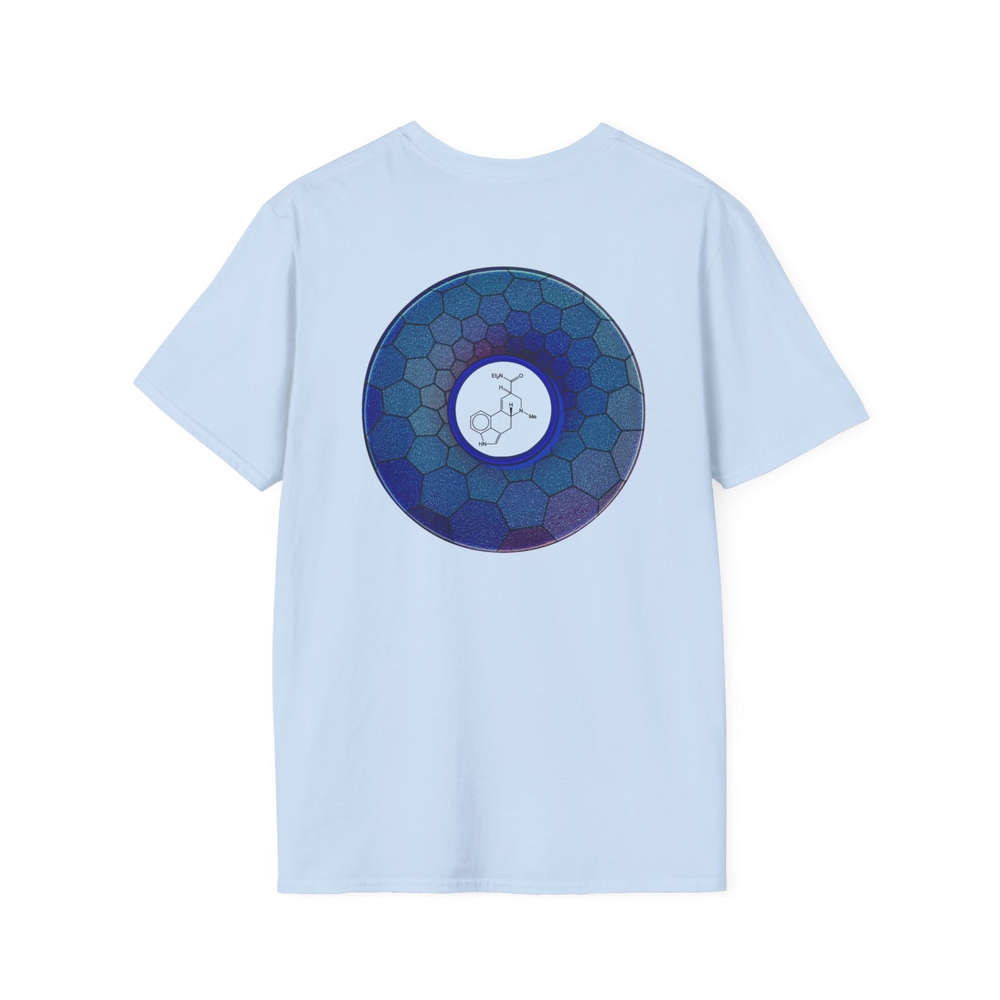 Classic Donut Tee - Unisex Soft-Style - "Dr. Albert Hofmann's Favorite Donut" - series 1.0  - variant 2 - blue hexadonut