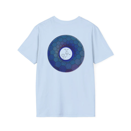 Classic Donut Tee - Unisex Soft-Style - "Dr. Albert Hofmann's Favorite Donut" - series 1.0  - variant 2 - blue hexadonut