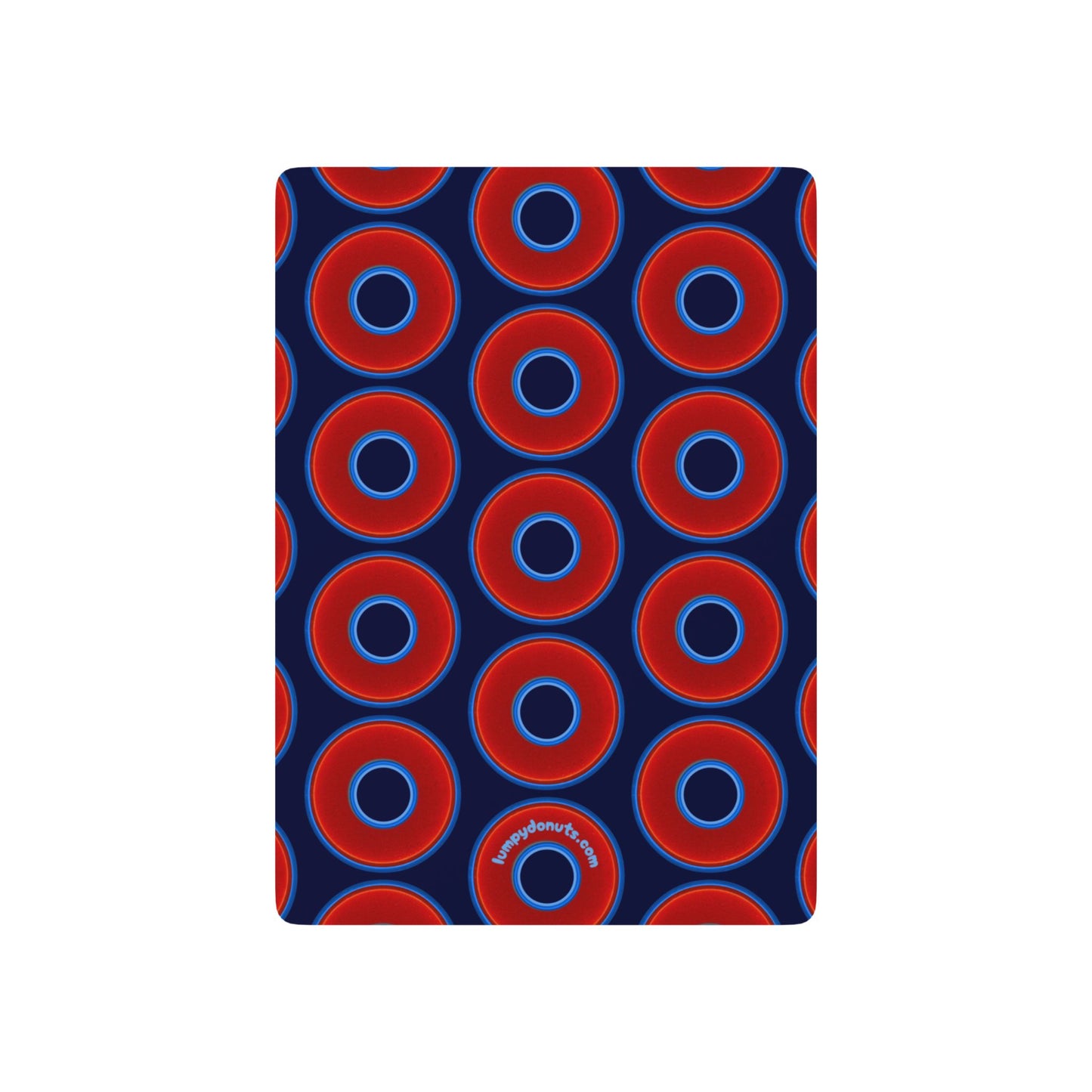 Lumpy Donut Playing Decks - 52-cards - red vivid donuts w/dark navy blue background
