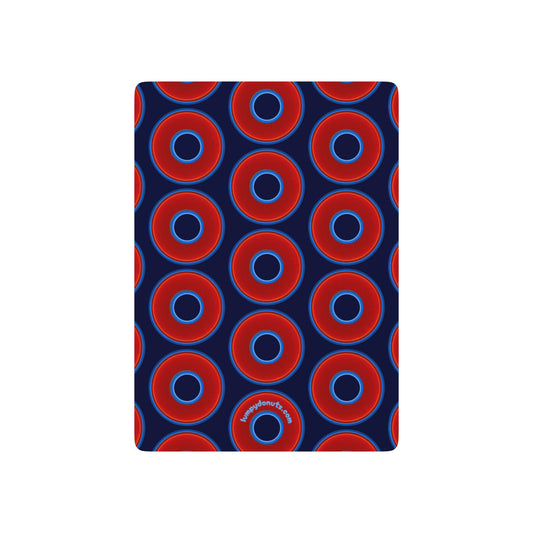 Lumpy Donut Playing Decks - 52-cards - red vivid donuts w/dark navy blue background