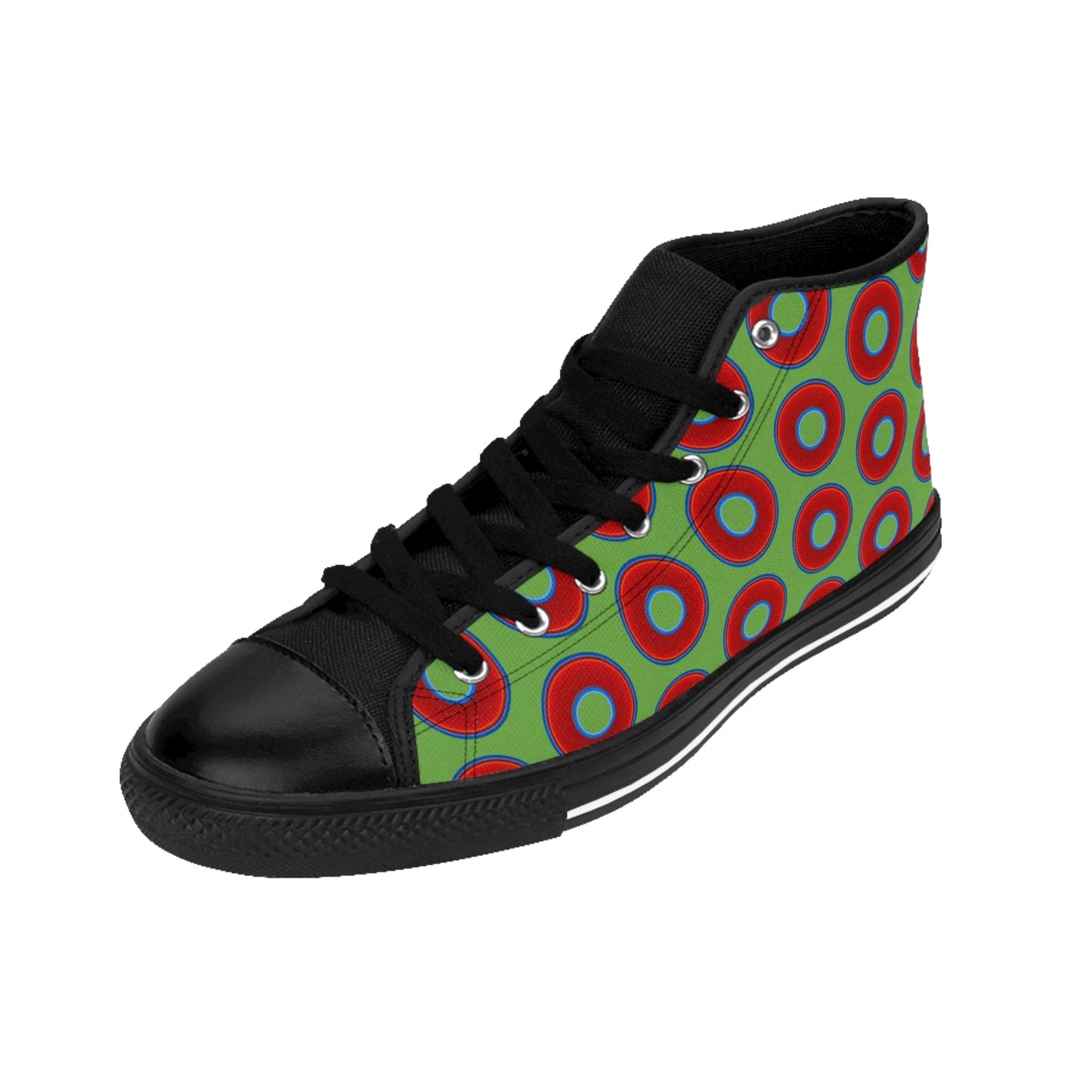 Cushiony Convectors - High Tops - red vivid donuts w/light green background
