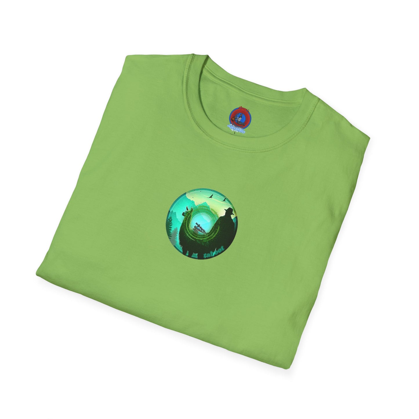 Lumpy Coffee Traders Tee - Unisex Soft-Style - "Taboo, taboot!" - paradoxical logo donut - variant 2 - taboo, taboot front/logo back