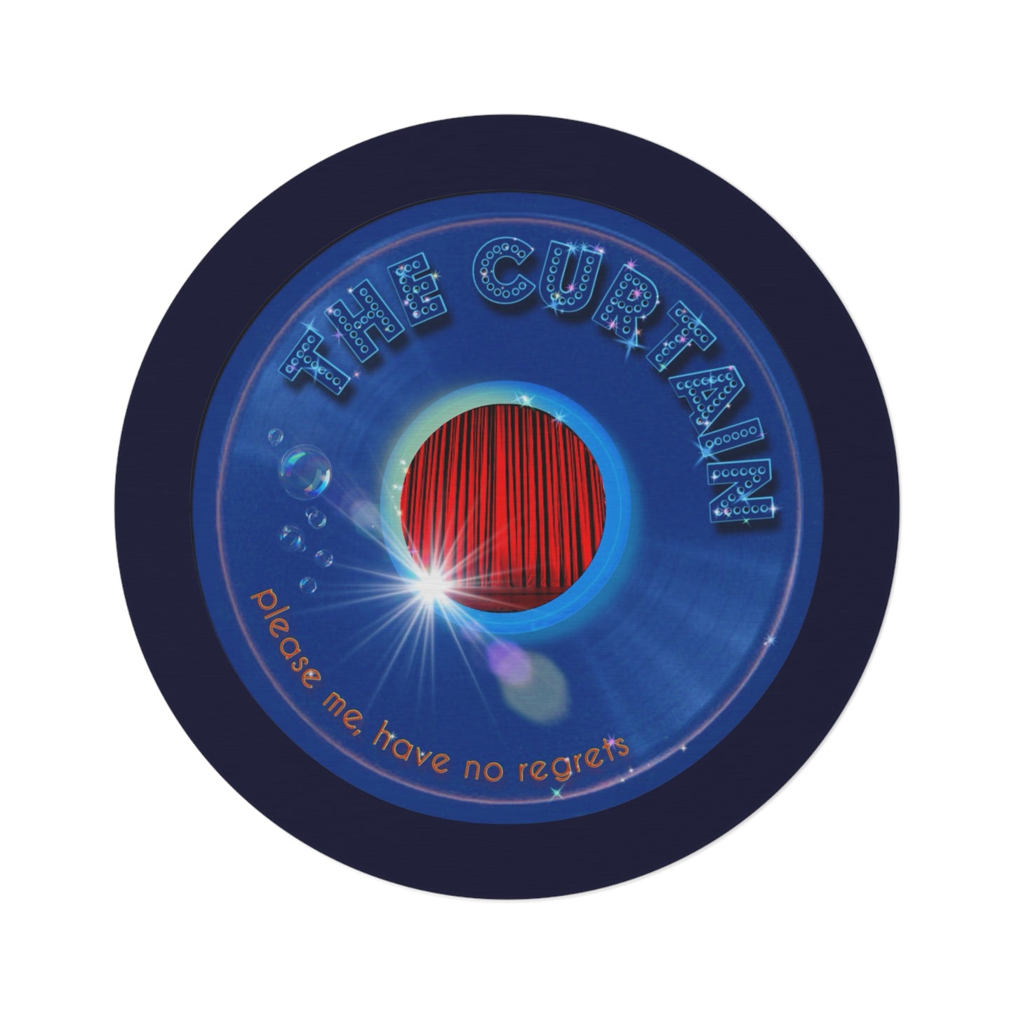 Round Room - 5 ft x 5 ft Lumpy Donut Rug - "The Official Donut Rug w/o" - vivid blue donut w/dark navy background - variant 1