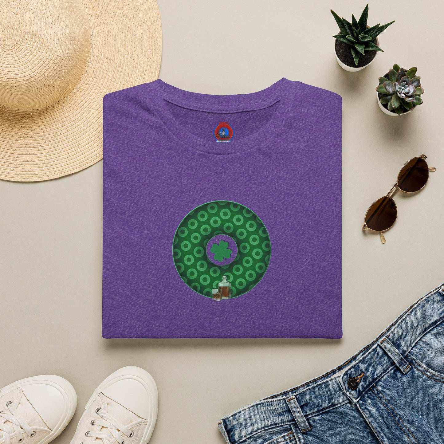 Classic Donut Tee - Unisex Soft-Style - "Patron Saint of Donuts" - St. Patrick's Day Donut - w/whiskey - holiday edition - variant 2
