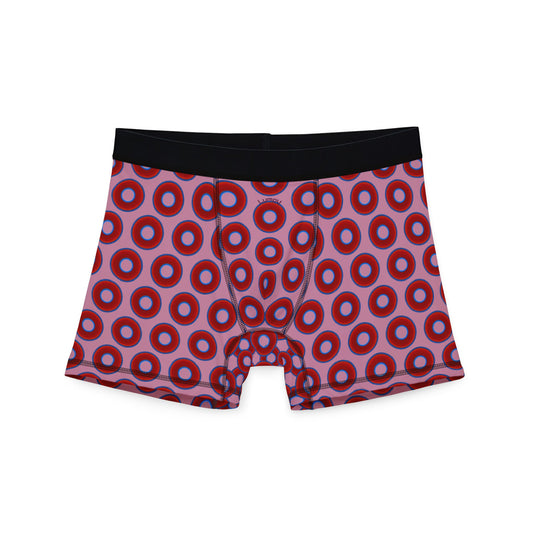 Men's Donut Boxers - red vivid donuts w/pale magenta background