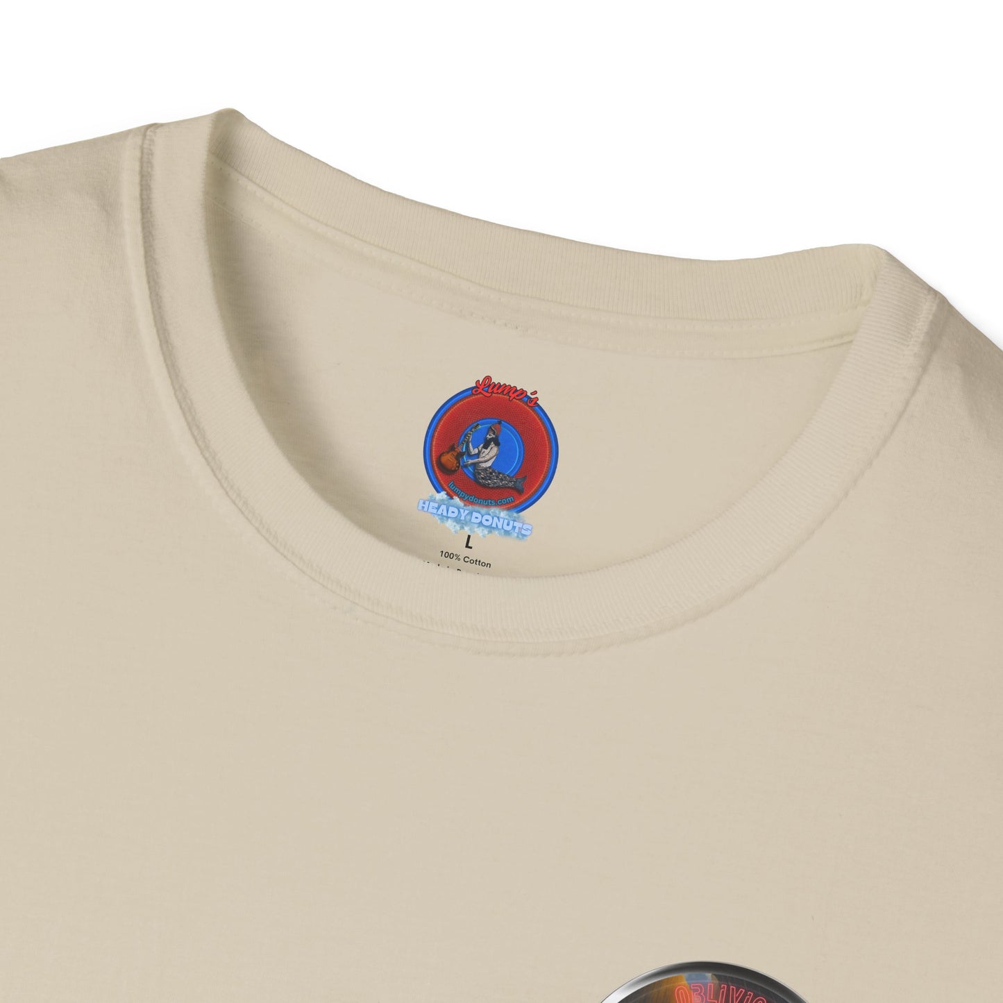 Classic Donut Tee - Unisex Soft-Style - "Donut Splashed in Oil" - picture donut [*charitable donut]