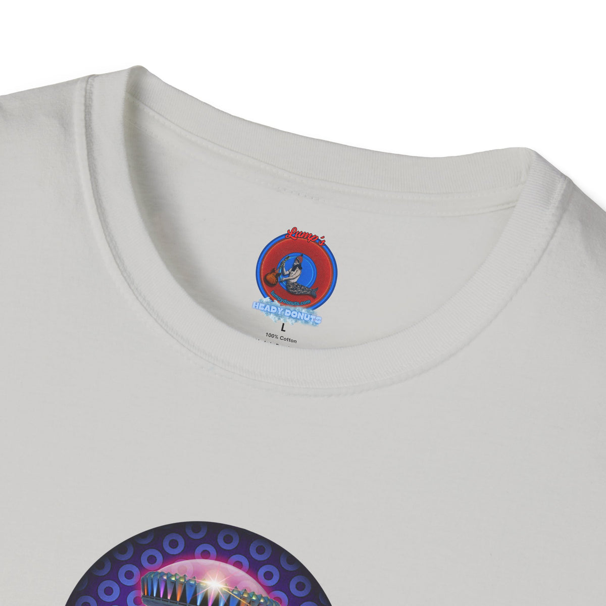 Classic Donut Tee - Unisex Soft-Style - "Donuts now Served on the Mothership" - series 1.0  - variant 5  - purple/violet paradoxical donut