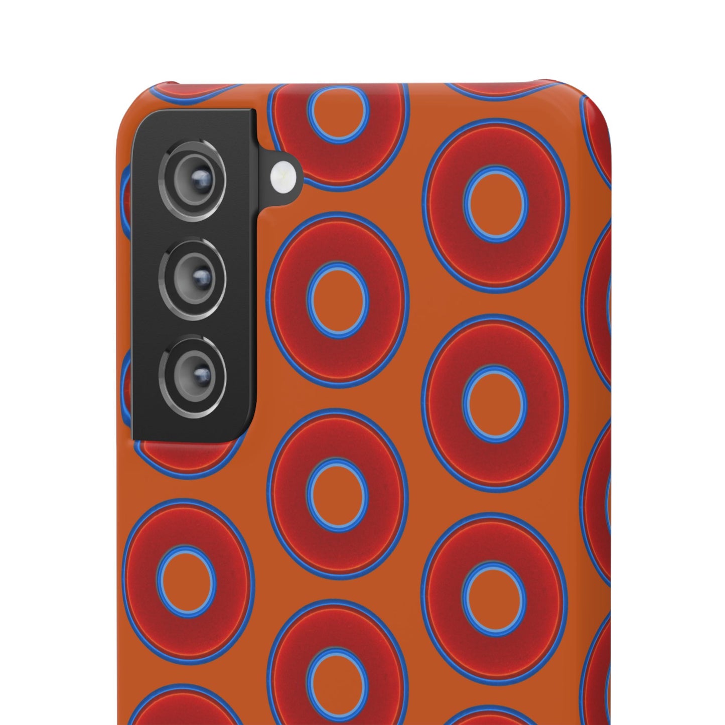 Lumpy Donut Snap Case - red vivid donut print w/dark orange background