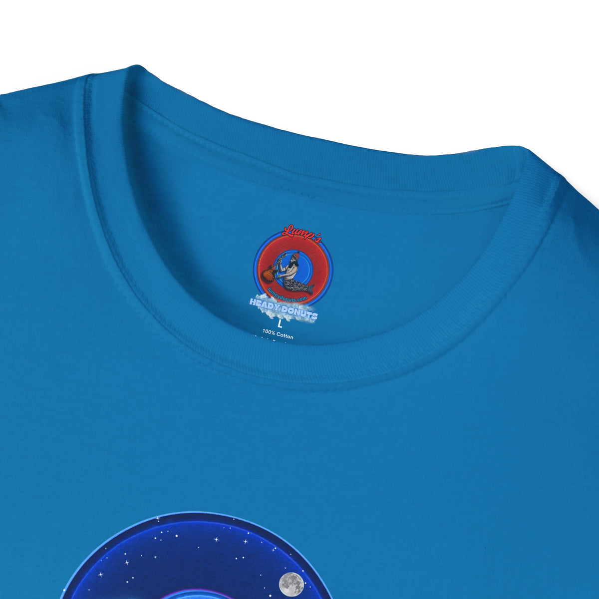 Classic Donut Tee - Unisex Soft-Style - "The Hopeful Waving Donut" - vivid blue donut - variant 1