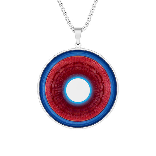 Lump's Heady Donut Necklace - 1" x 1" Stainless Steel Pendant - "Homer's Perfect Donut" - vivid red tube donut - w/hole - variant 3