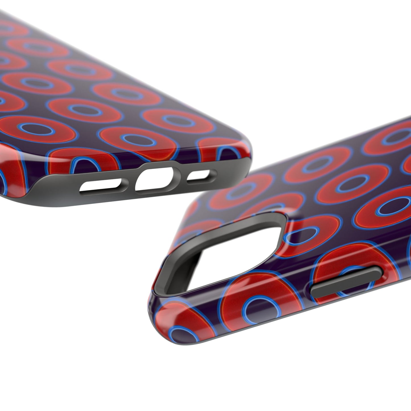 Impact-Resistant Lumpy Donut Case - red vivid donut print w/midnight purple background