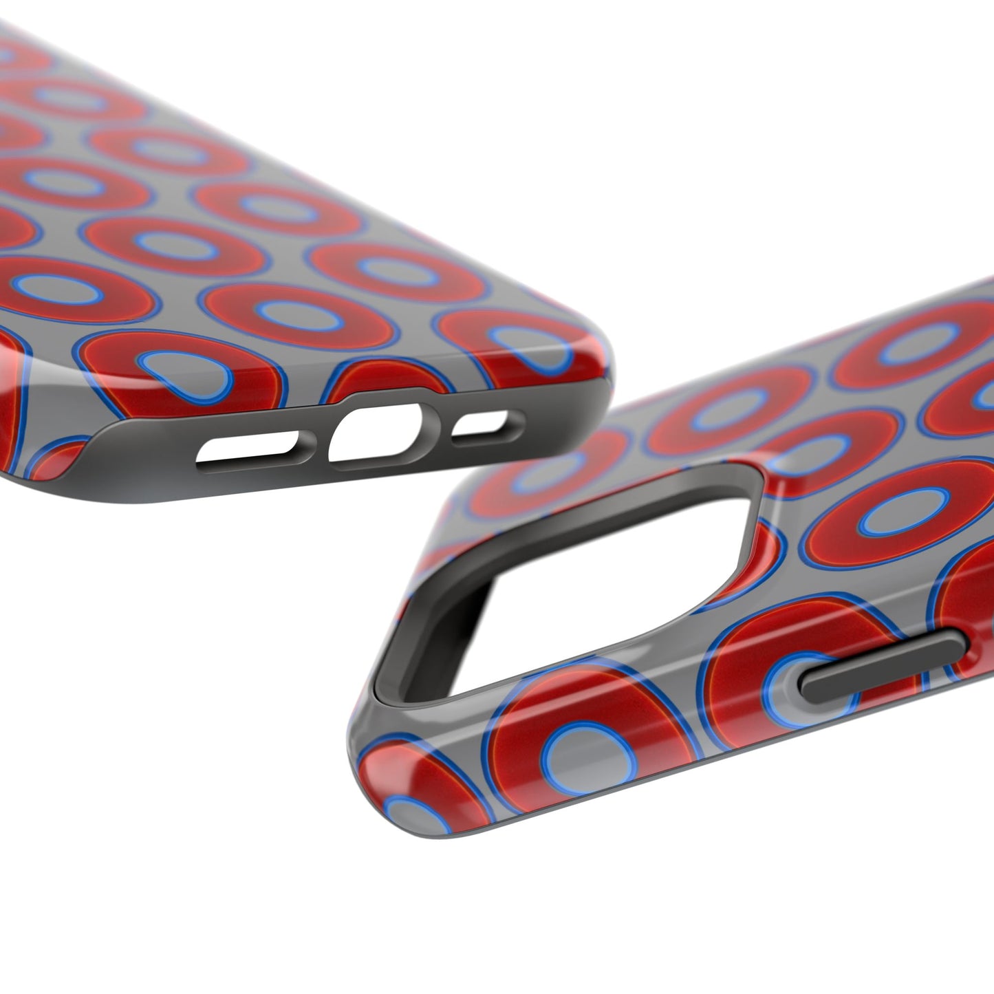 Magnetic Tough Donut Case - red vivid donut print w/gray background