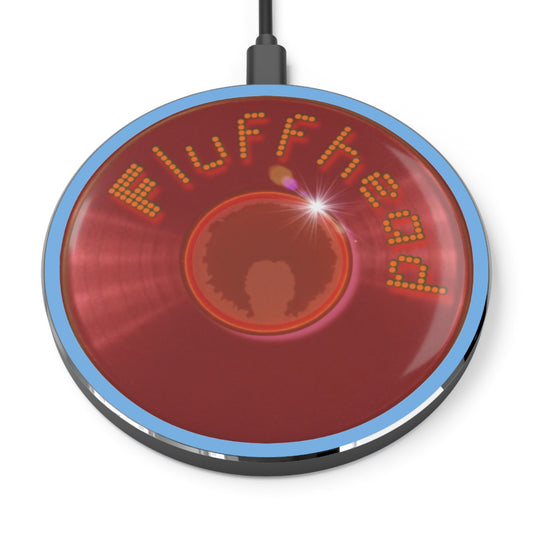 The Flow - Wireless Lumpy Donut Chargers - "The Fluffernutter Donut Charger" - vivid red donut w/light blue background
