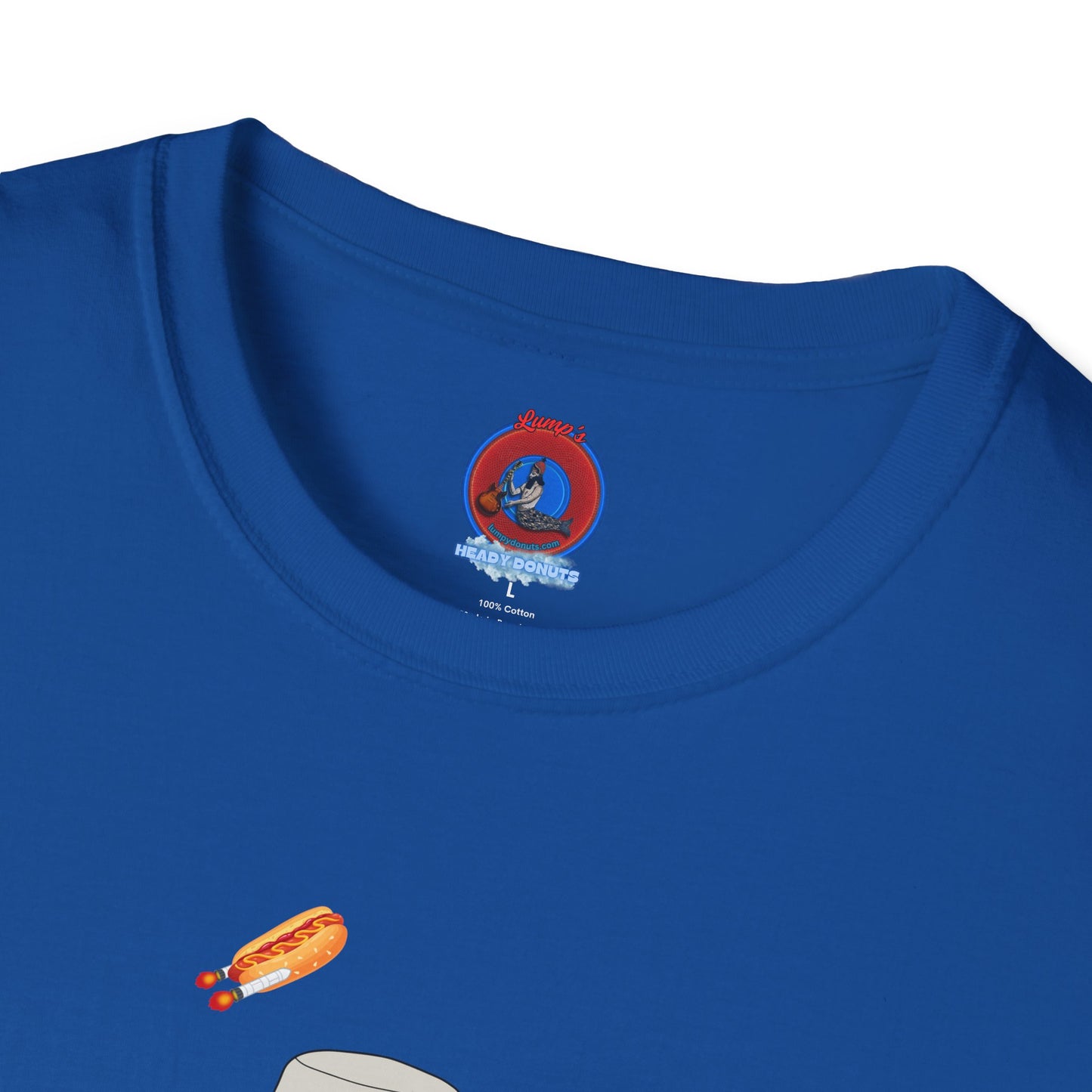 Classic Donut Tee - Unisex Soft-Style - "Gonzo Donut - Fear & Loathing in Gamehendge" -  vivid red donut w/raw dogger - variant 6
