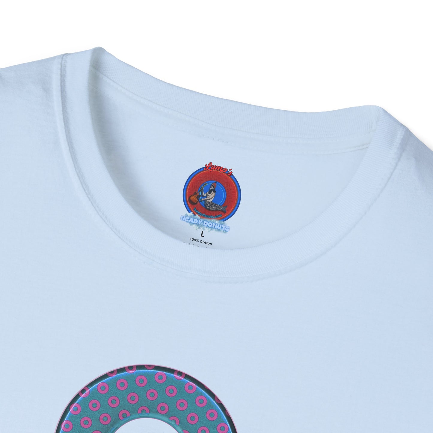 Plain Donuts/Unisex Soft-Style - "Plain Electric Paradoxical Donuts" - light blue/magenta donuts