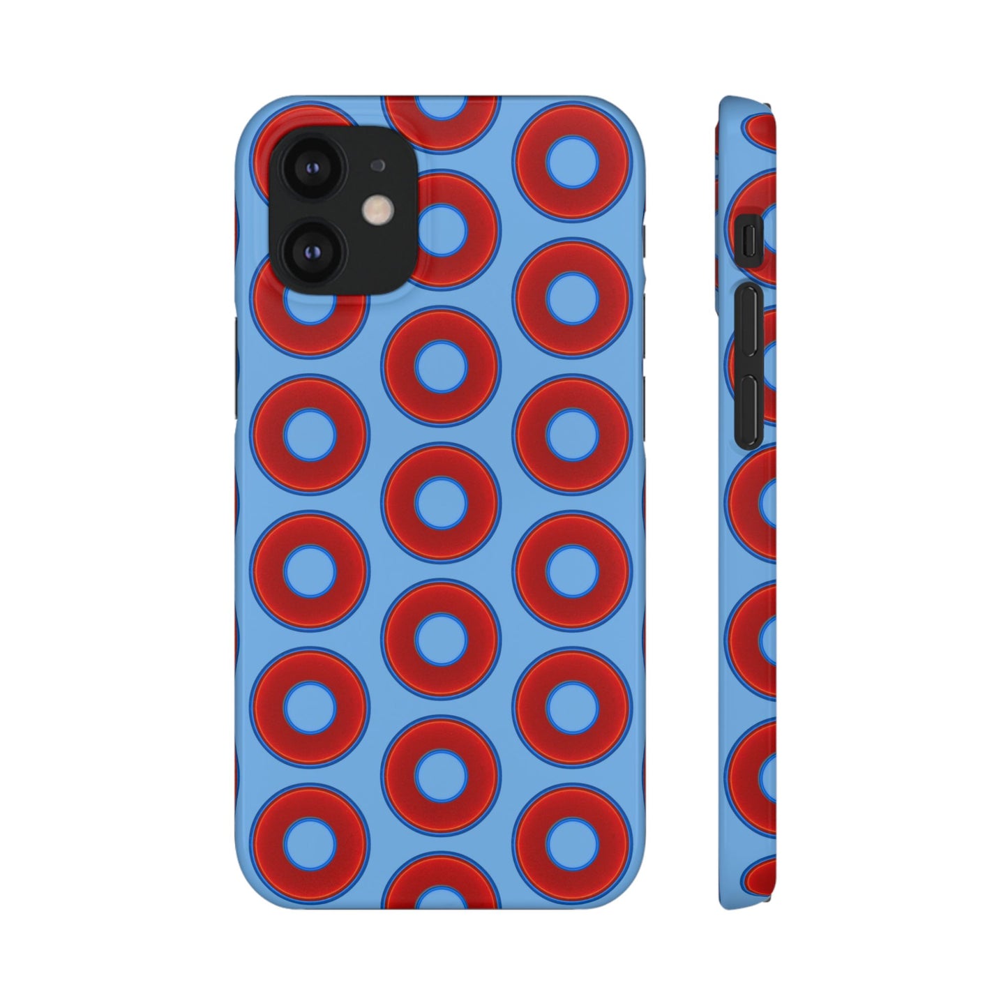 Lumpy Donut Snap Case - red vivid donut print w/light blue background