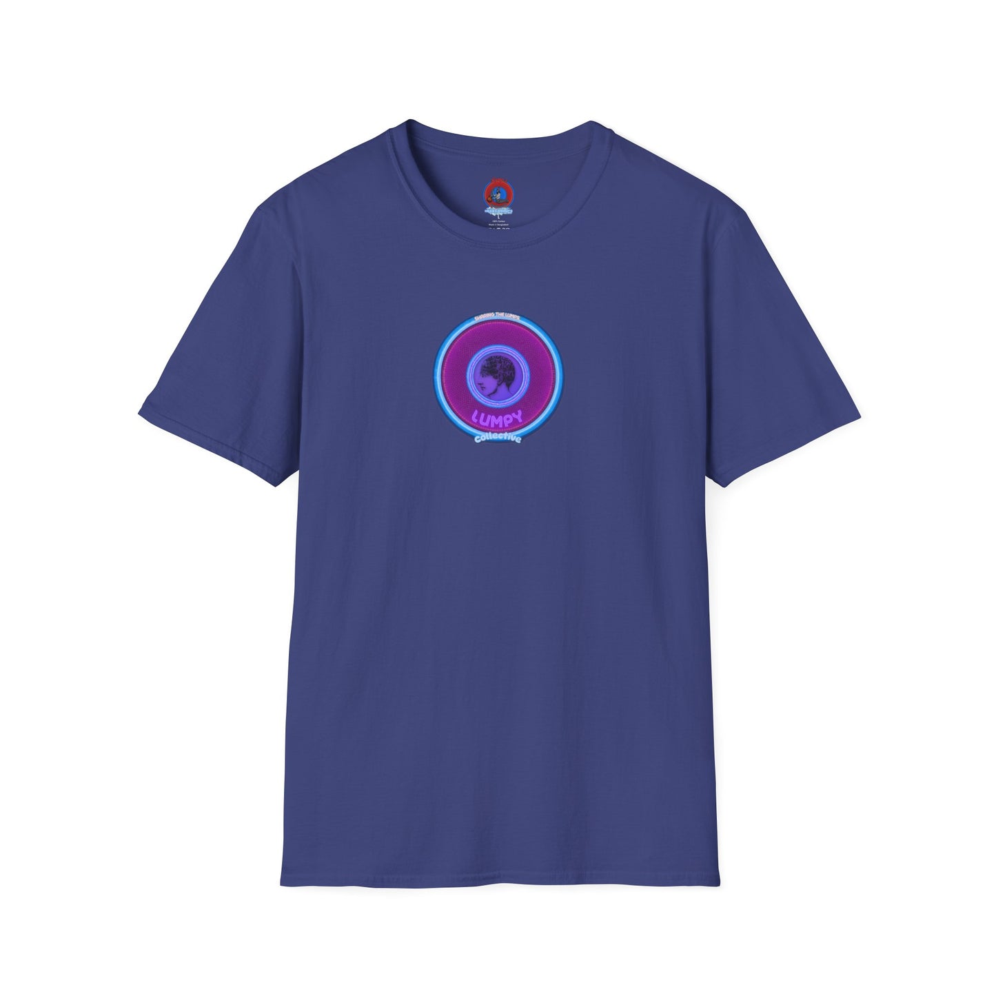 Classic Donut Tee - Unisex Soft-Style - "Lumpy Collective Donut" - rustic purple/light blue lumpy donut - variant 2