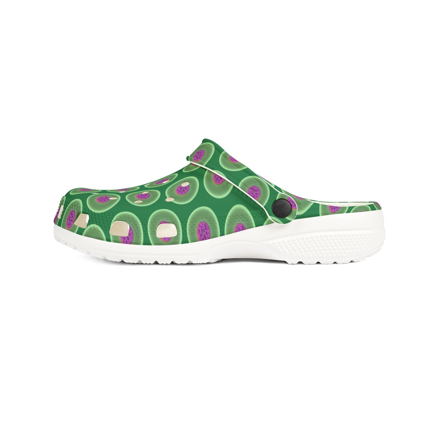 Spatchcocks - donut slip-on shoes - "The Donut Swimming By" - variant 1 - green phatty donuts w/green background background [unisex]