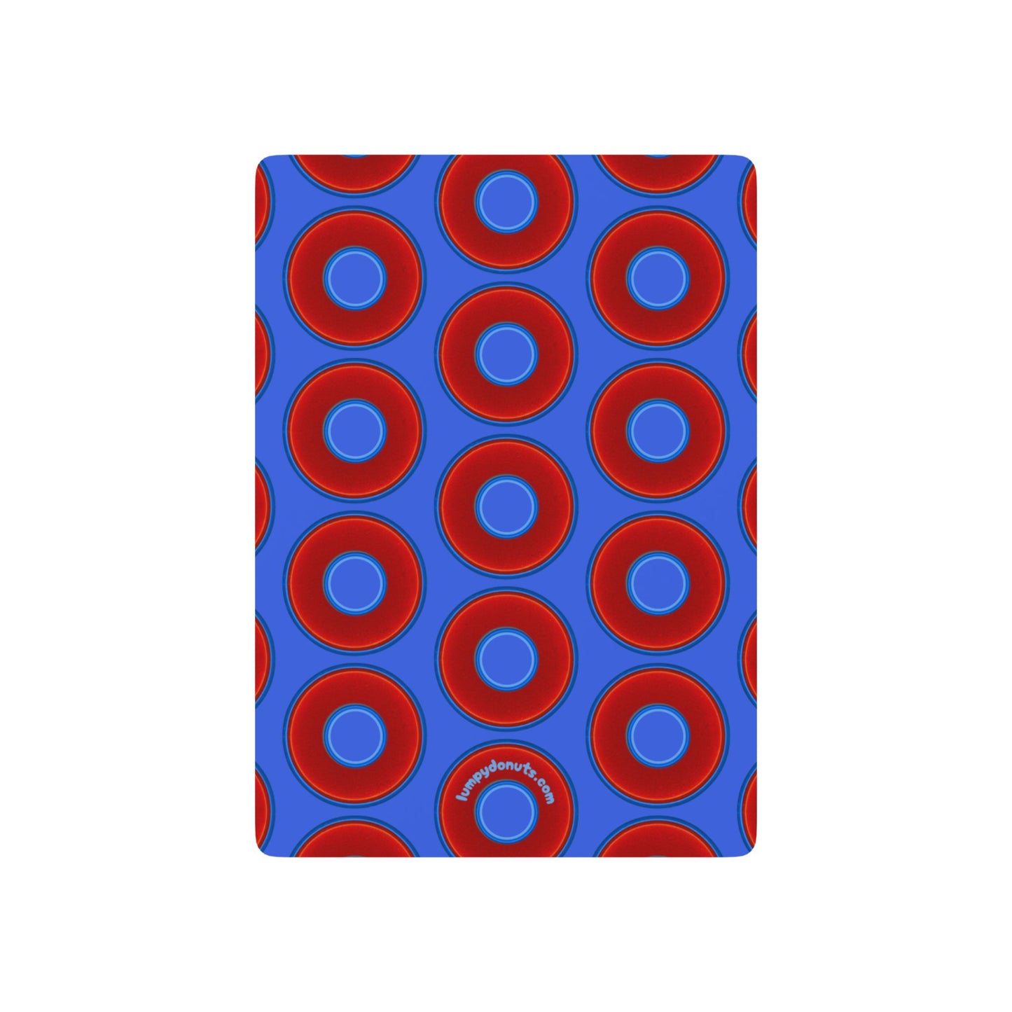 Lumpy Donut Playing Decks - 52-cards - red vivid donuts w/royal blue background