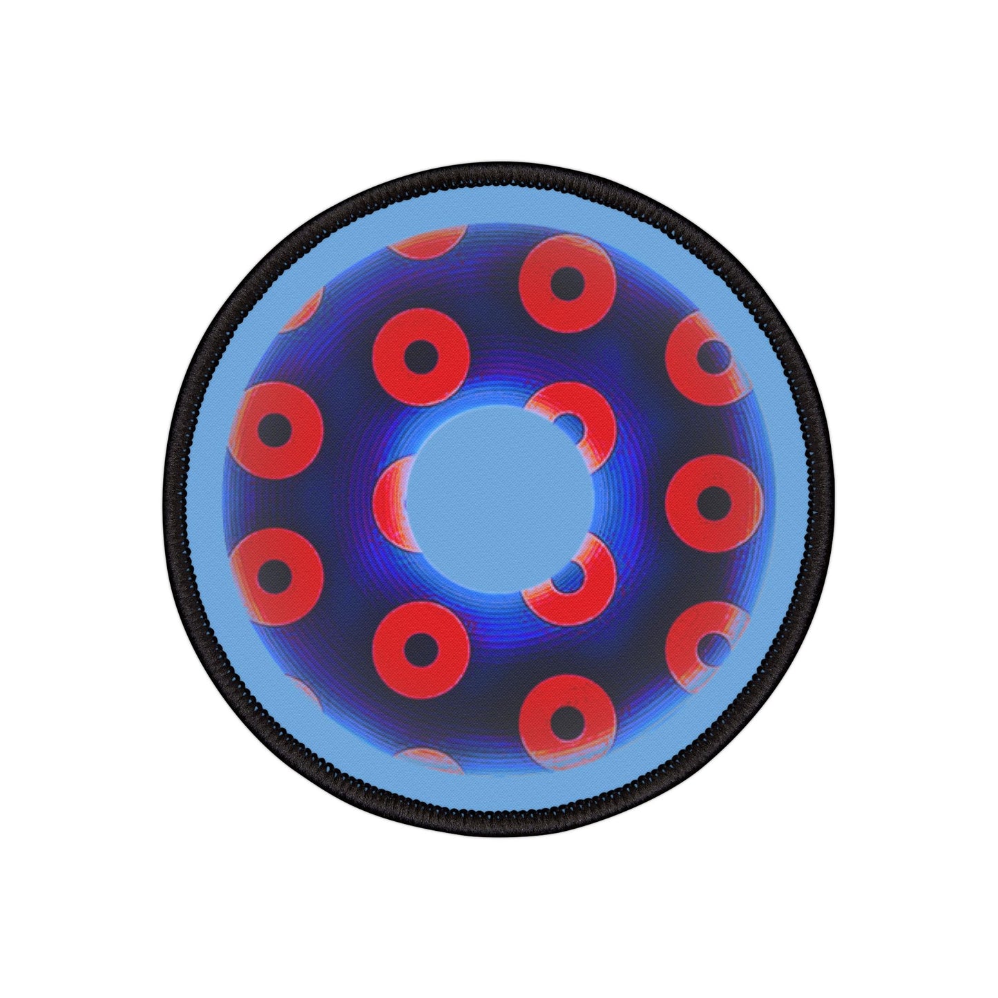 Iron-On Donut Patch - "Plain Blimpy Paradox Donut" - paradoxical blue/red blimpy donut