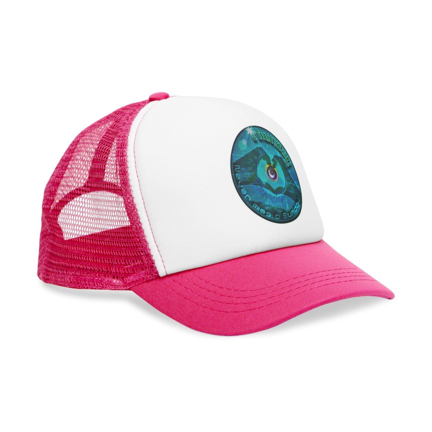 Lumpy Trucker Hat - "Never Miss a Sunday " - variant 1 - turquoise donut