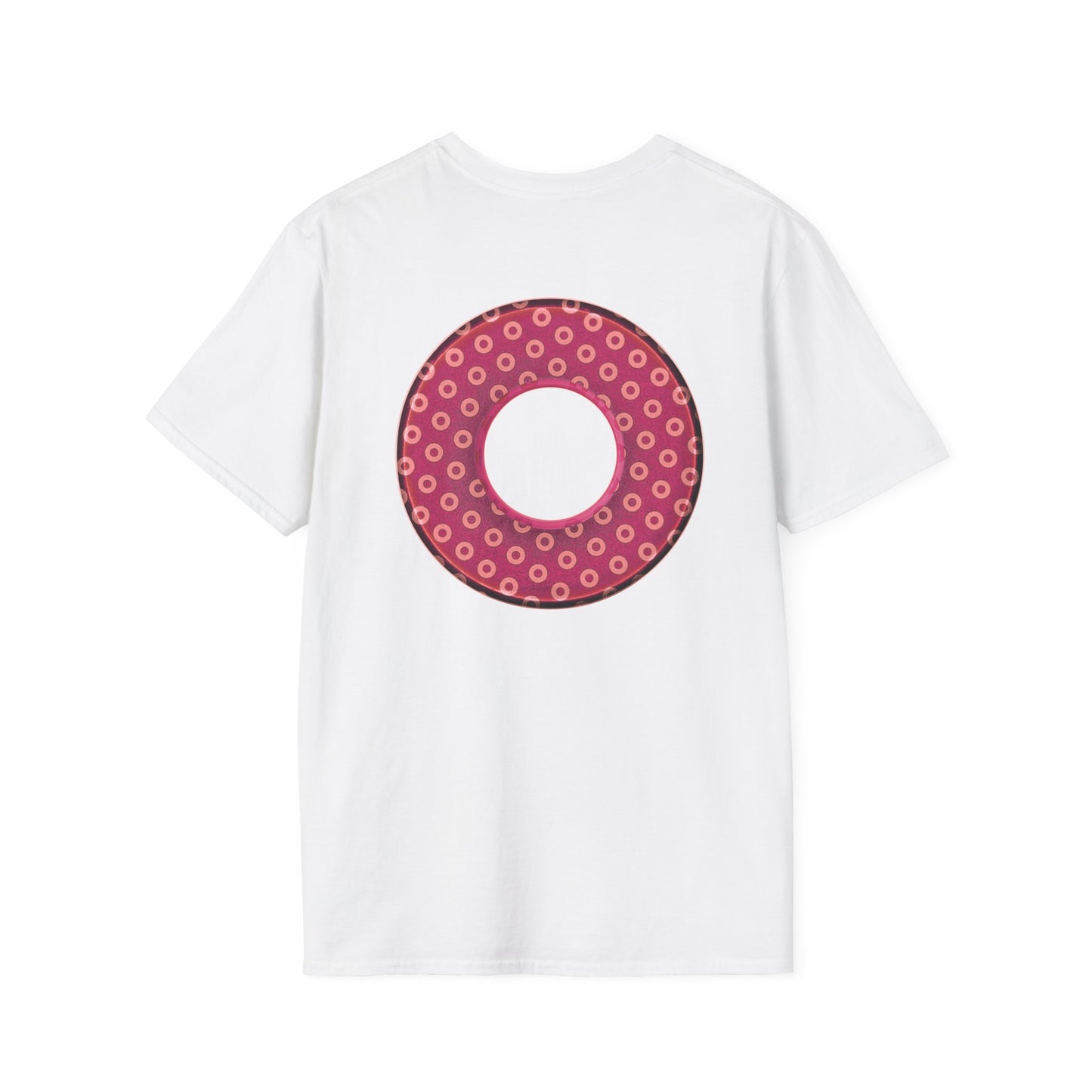 Plain Donuts/Unisex Soft-Style - "Plain Electric Paradoxical Donuts" - dark magenta/coral donuts