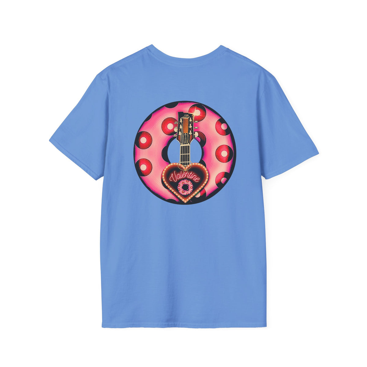 Classic Donut Tee - Unisex Soft-Style - "Would You Be My Donut?" - paradoxical faded magenta/red donut - variant 1