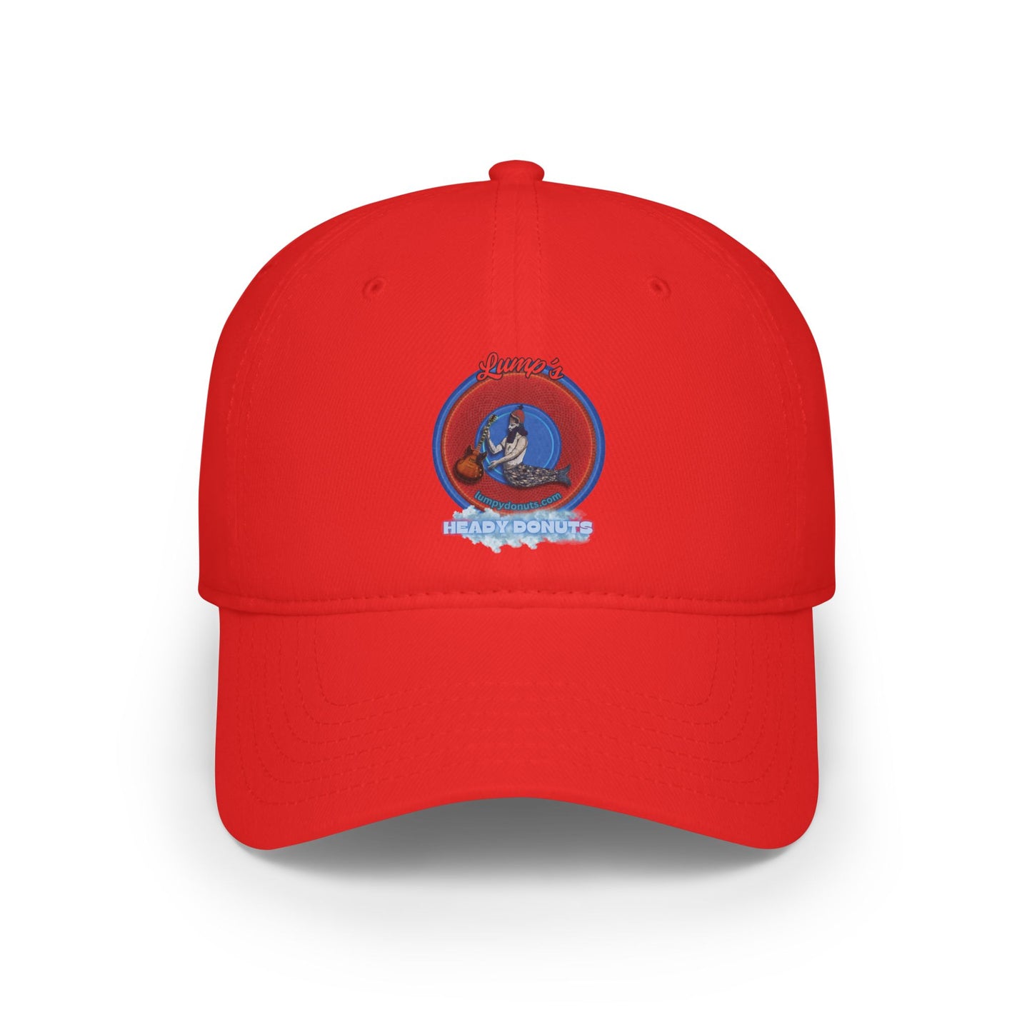 Lumpy Donut Baseball Cap - "Lump's Logo Donut Cap" - vivid red donut w/