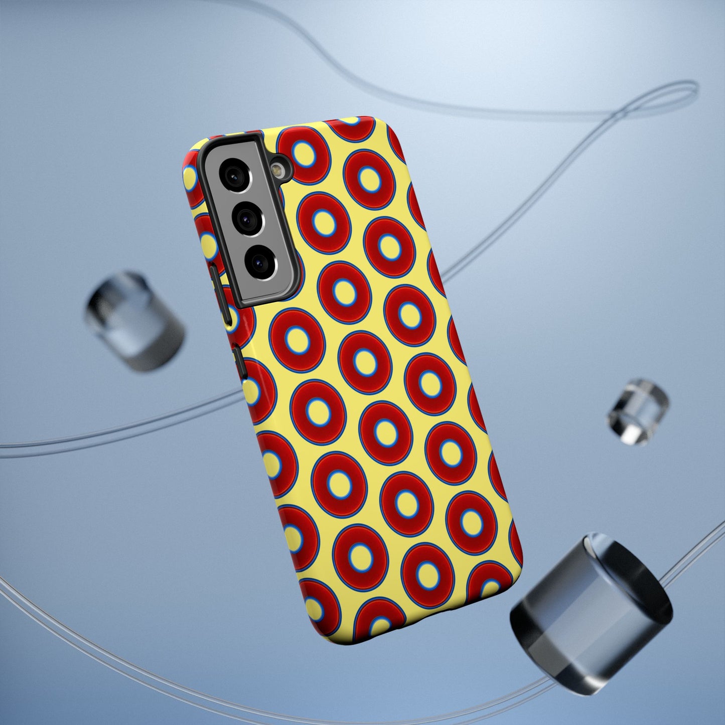 Impact-Resistant Lumpy Donut Case - red vivid donut print w/yellow background