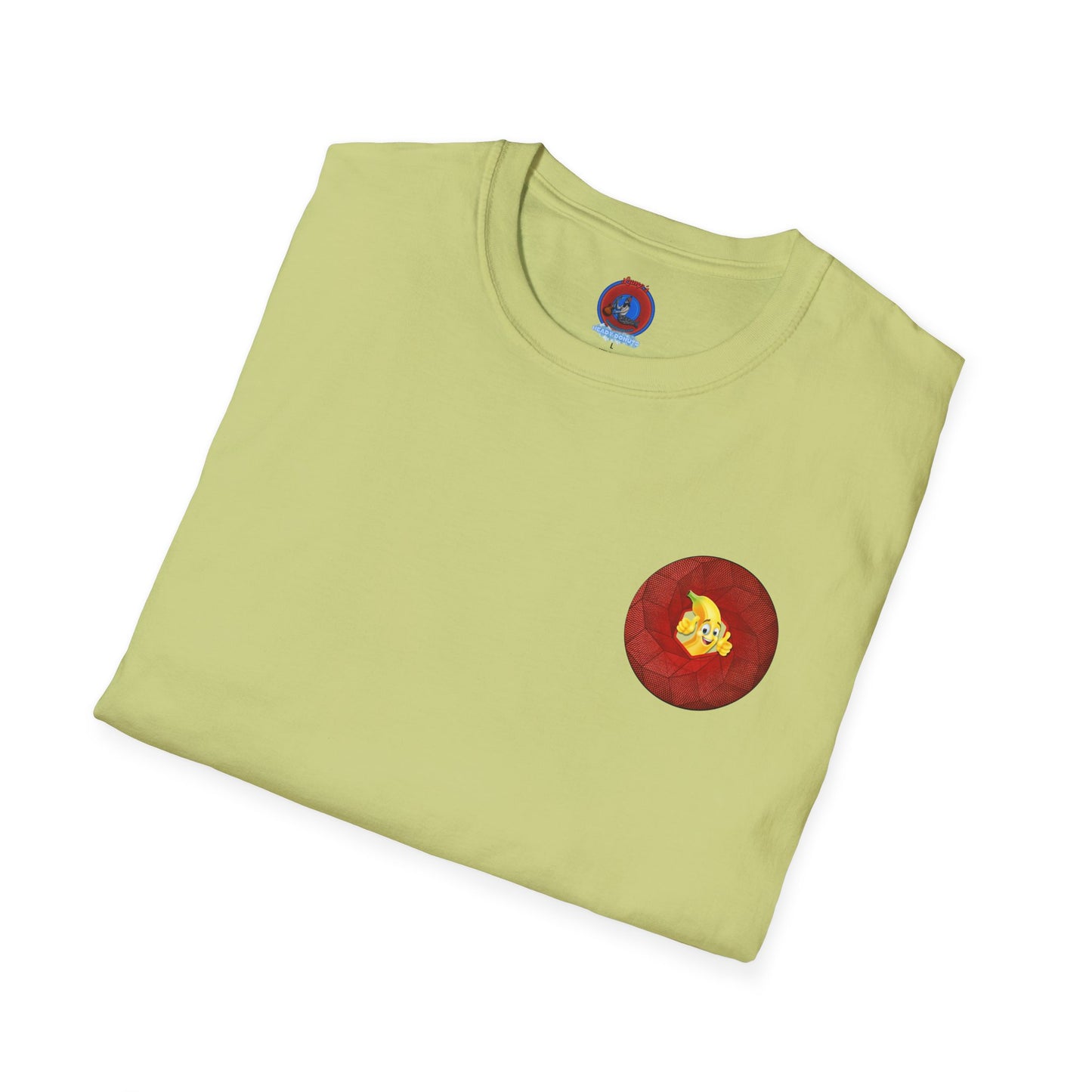Classic Donut Tee - Unisex Soft-Style - "Dis sheet, it's bananas!" - series 1.0 - variant 1 - cubed red donut