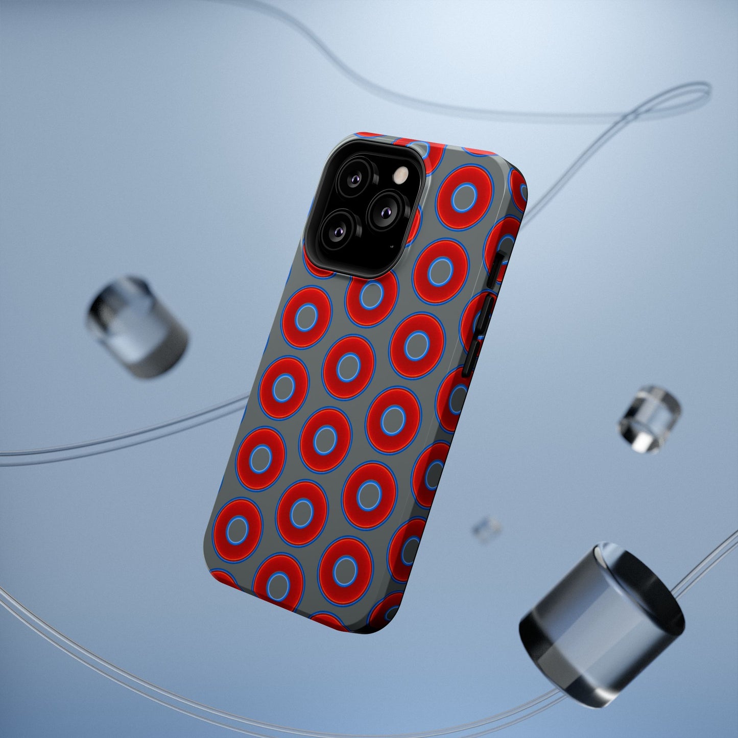Impact-Resistant Lumpy Donut Case - red vivid donut print w/dark gray background