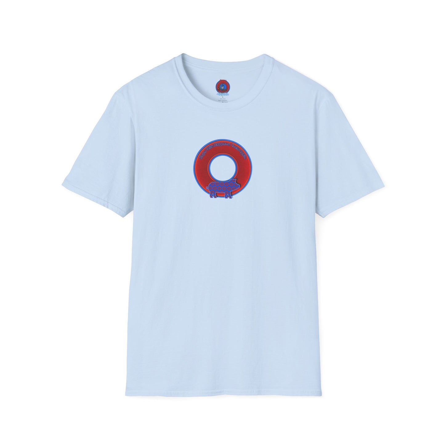 Classic Donut Tee - Unisex Soft-Style - "Guyute's Ugly Donut" - vivid red/blue donut - variant 2