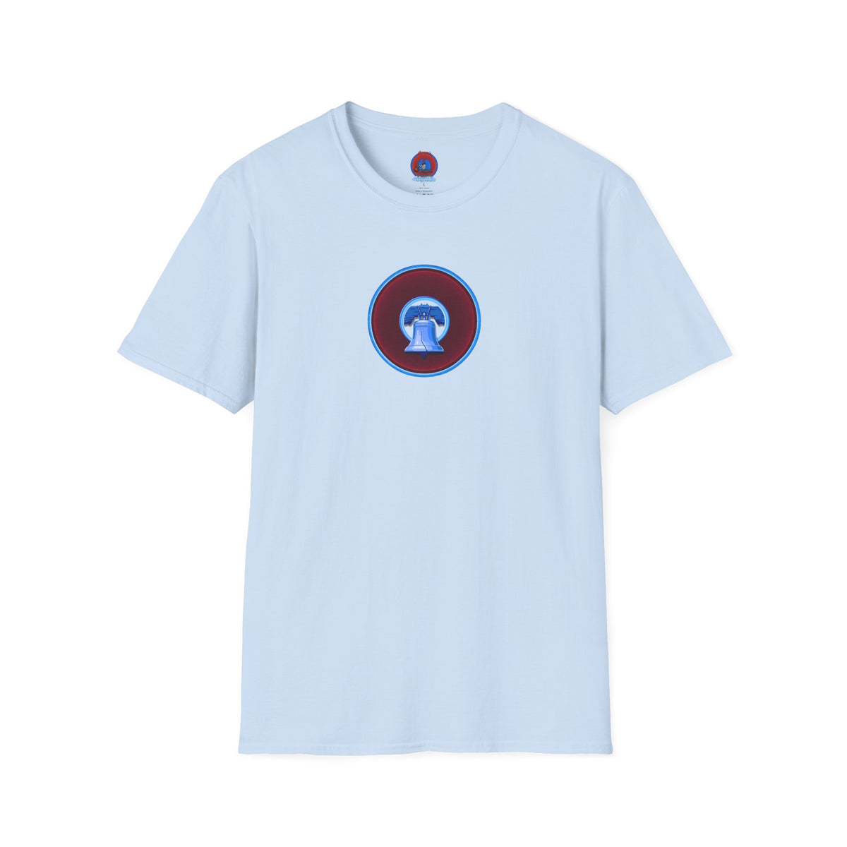 Classic Donut Tee - Unisex Soft-Style - "Brotherly Donuts Jawn" - vivid dark purple-red/light blue donut