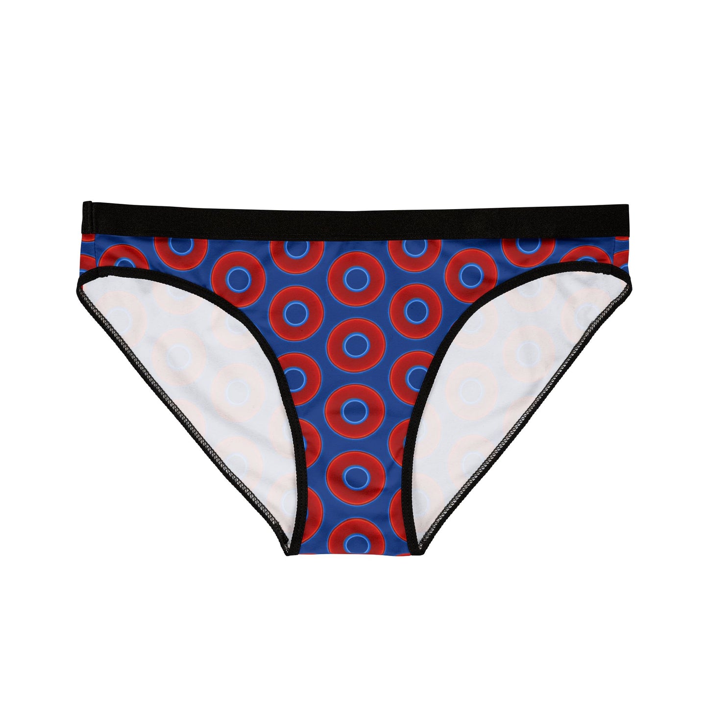 Lumpy Donut Underwear - vivid red donut print w/dark blue background